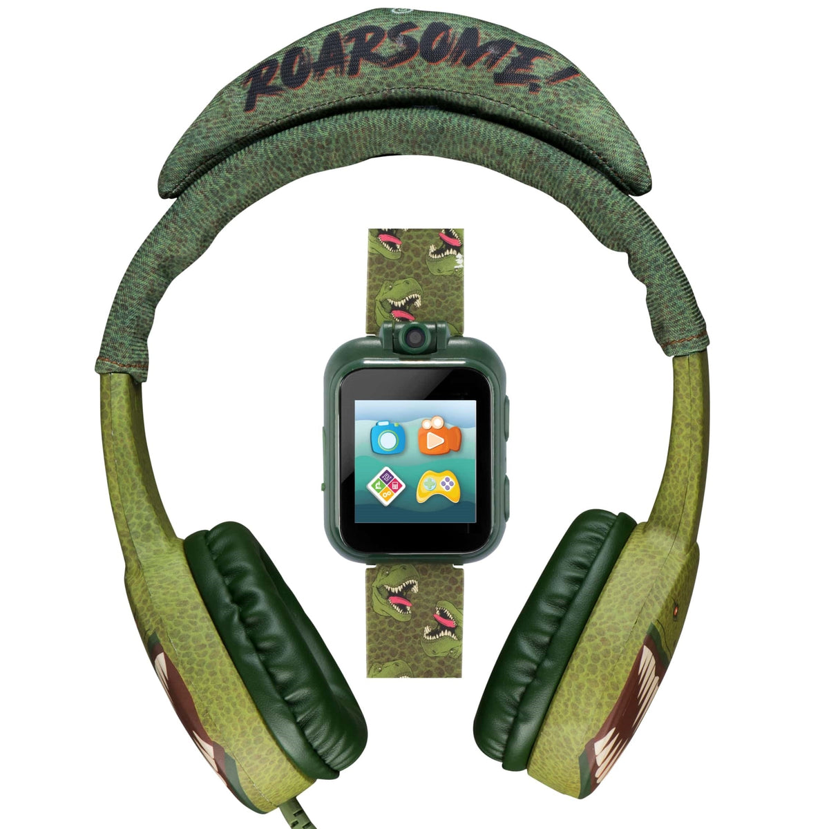 PlayZoom 2 Kids Smartwatch with Headphones: Green Dinosaur