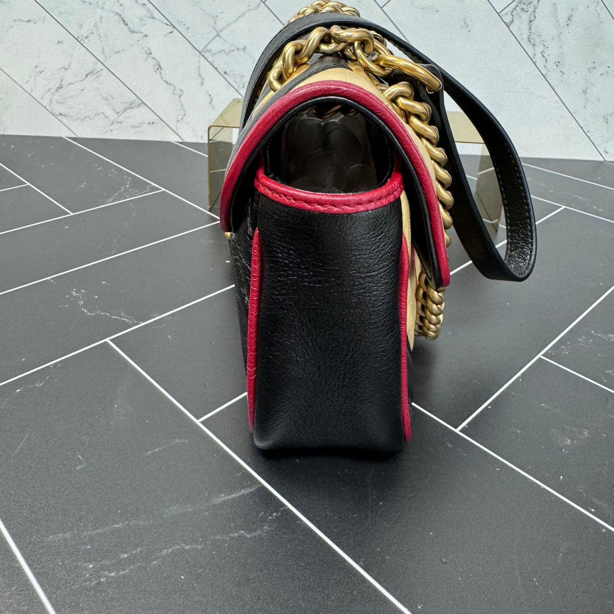 Gucci Marmont Tri Color Small Torchon Matelasse Crossbody Bag