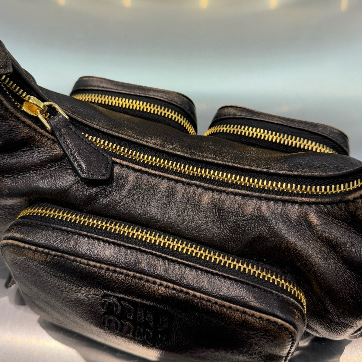 MIU M POCKET NAPPA LEATHER BAG