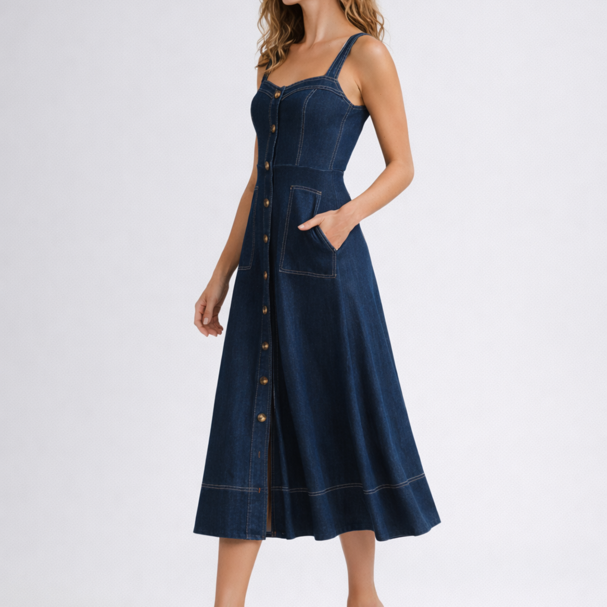 Romy | Denim Midi Dress