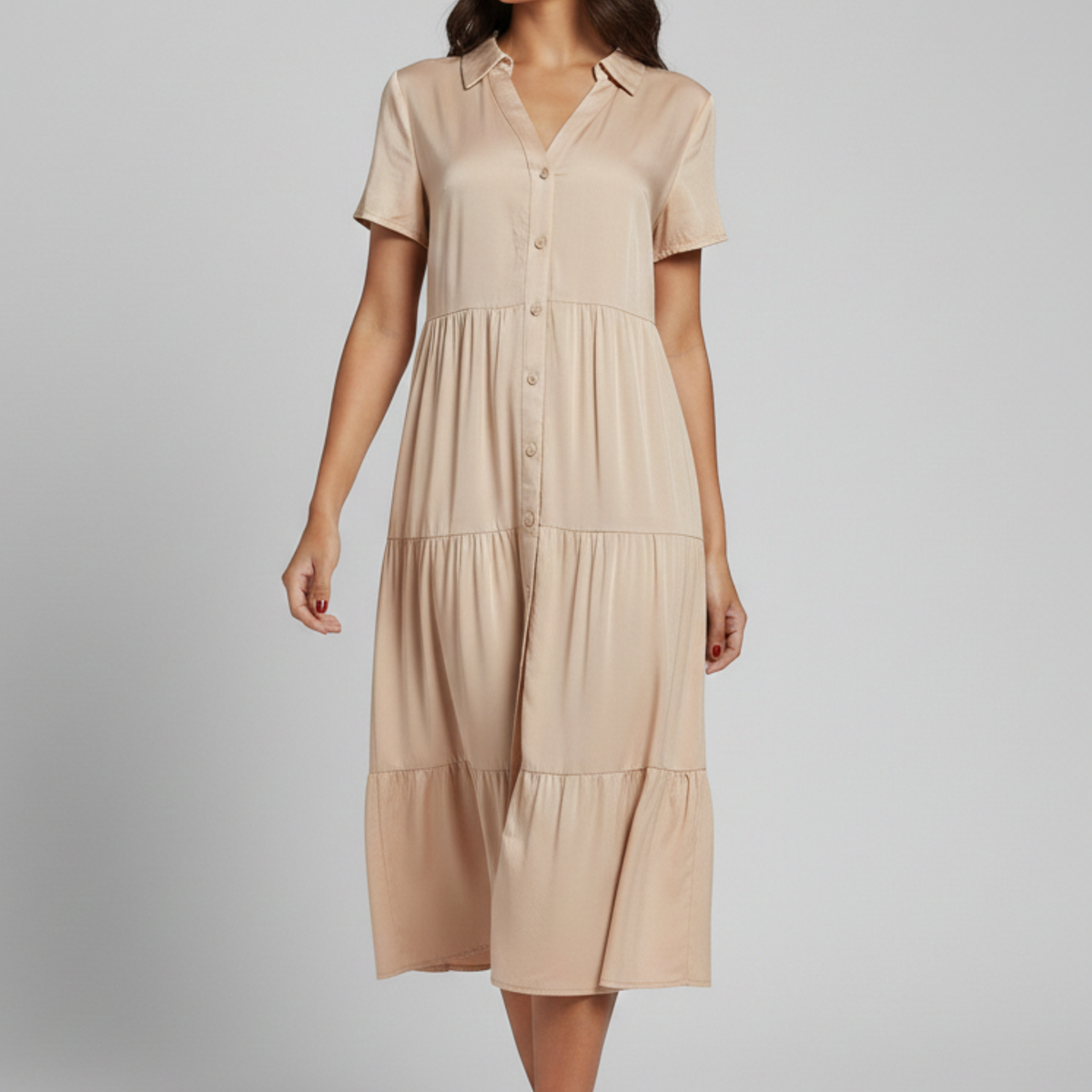 Amara | Midi Dress with Button-Front