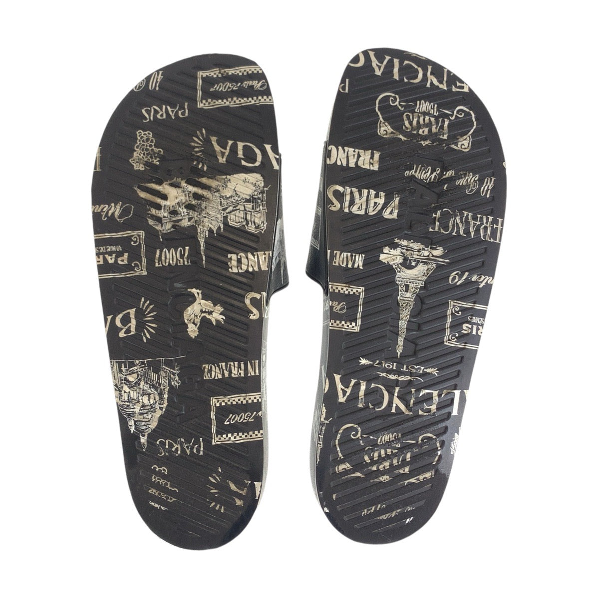 balenciaga Black White Rubber Sandals Slides