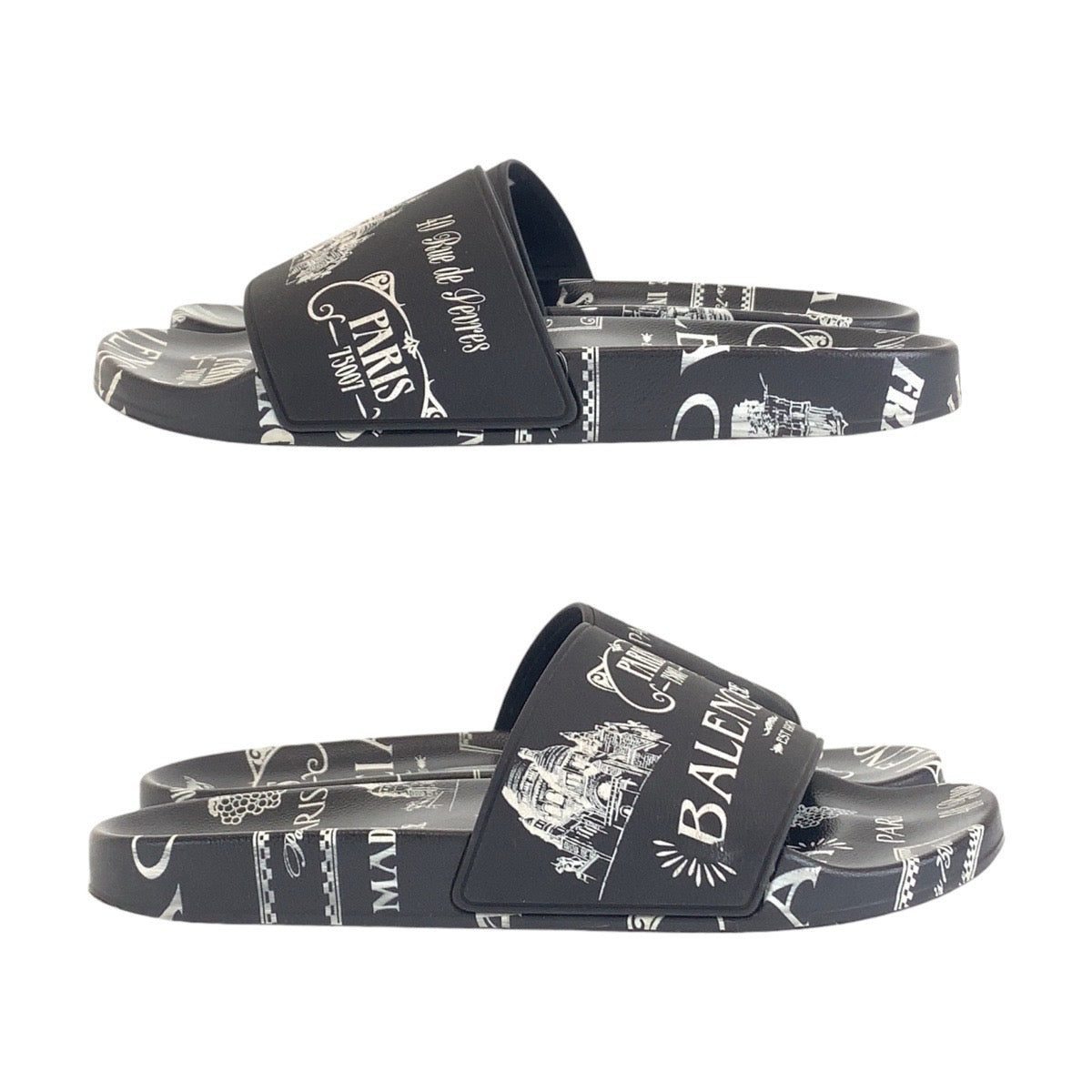 balenciaga Black White Rubber Sandals Slides