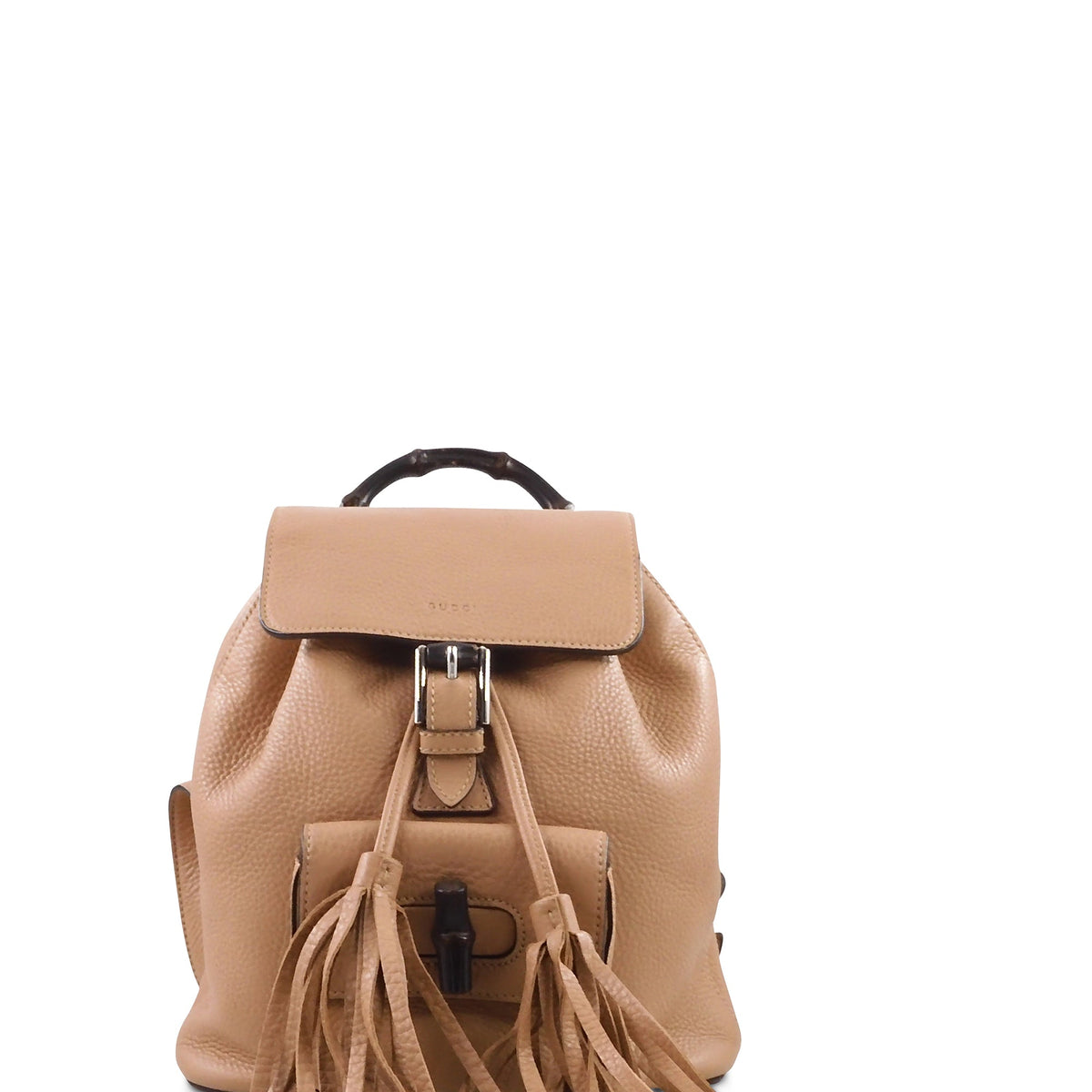 Leather Bamboo Backpack Beige