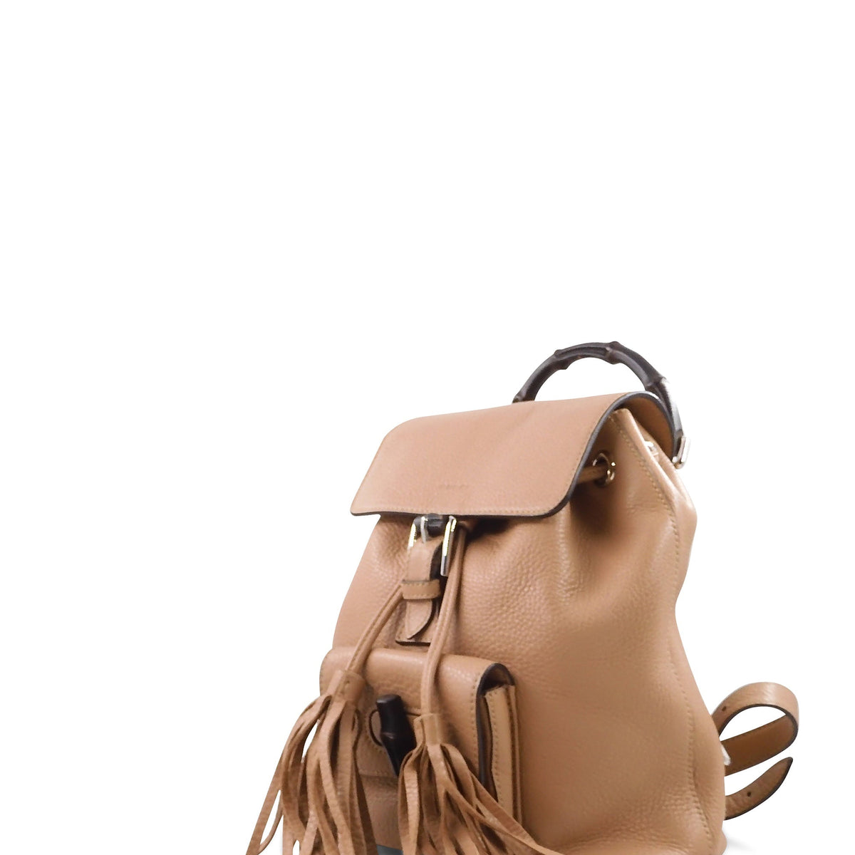 Leather Bamboo Backpack Beige