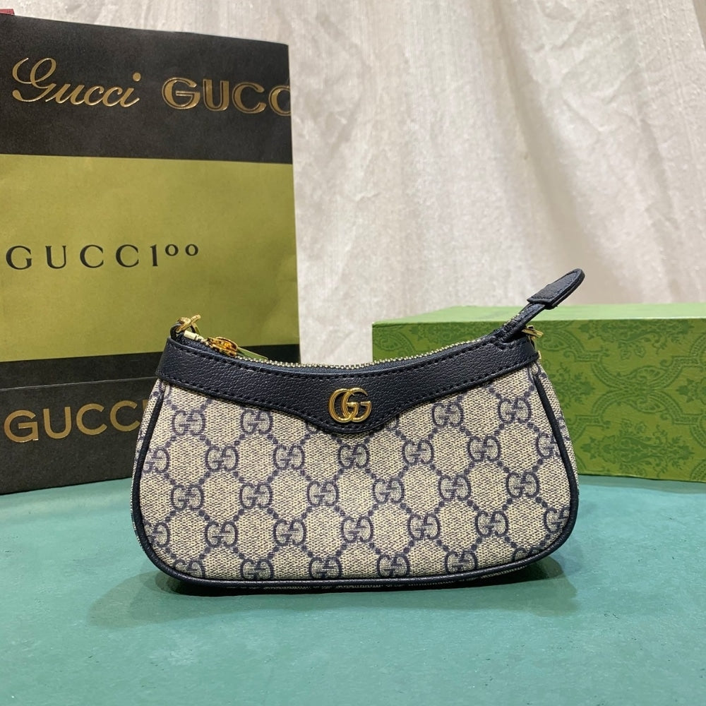 GG OPHIDIA MINI BAG BLACK AND BEIGE 19CM