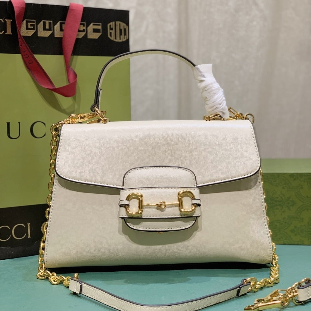 GG HORSEBIT 1955 MINI TOP HANDLE BAG WHITE 29CM 703848 AAA7G 9022