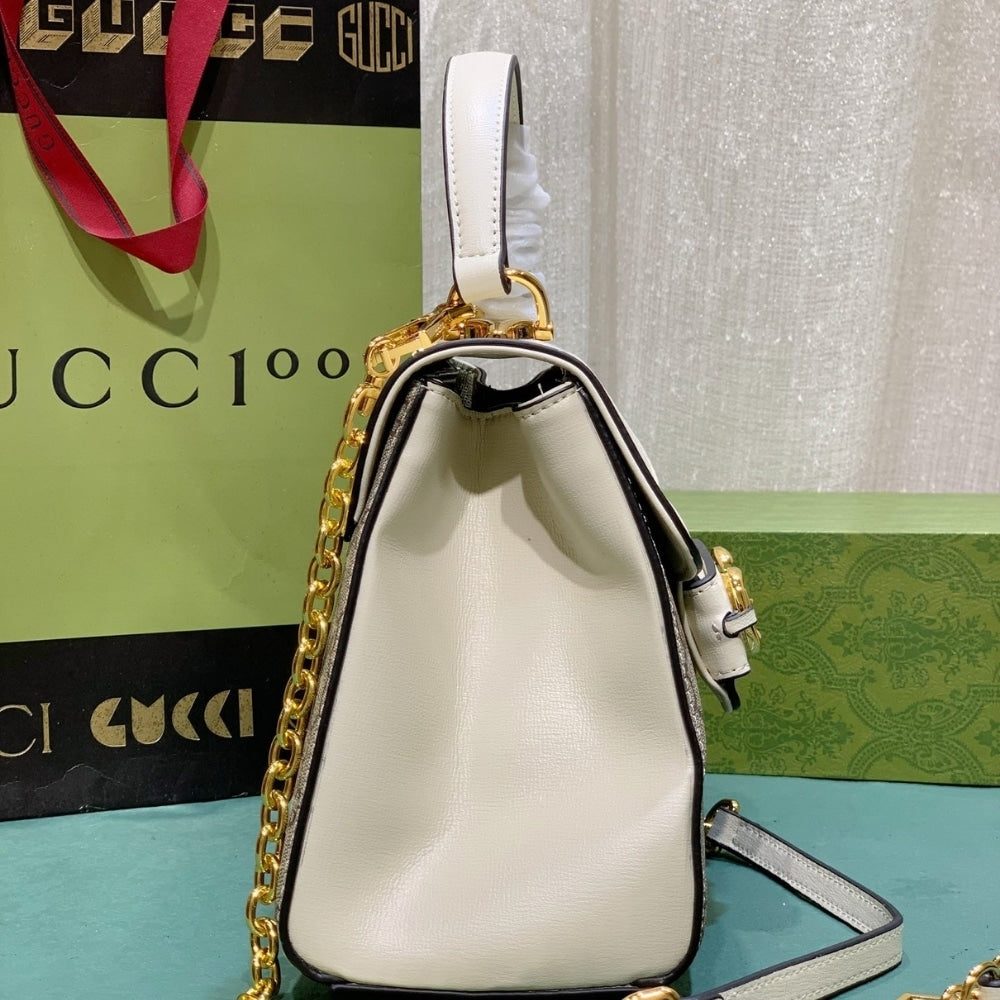 GG HORSEBIT 1955 MINI TOP HANDLE BAG BEIGE EBONY 29CM