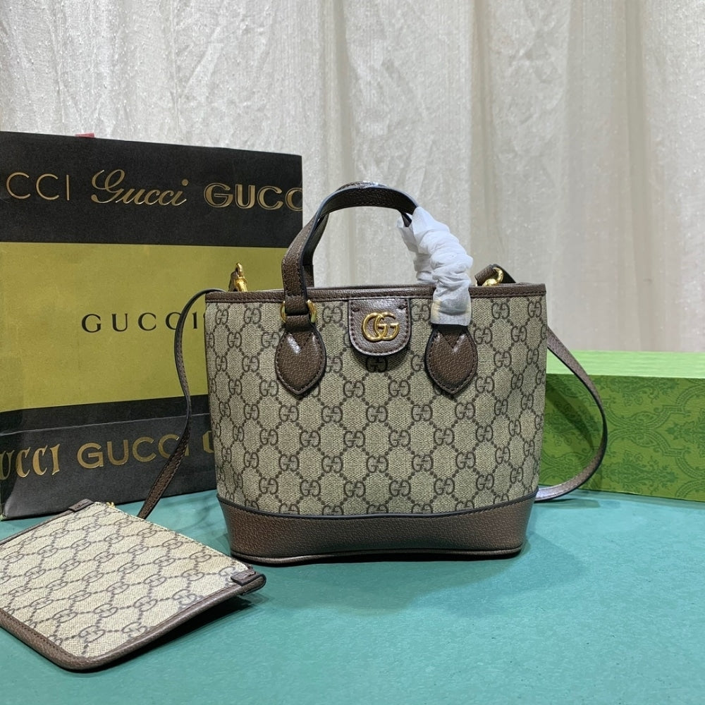 GG OPHIDIA MINI TOTE BAG BEIGE AND EBONY 22CM 811716 K9GSG 8358