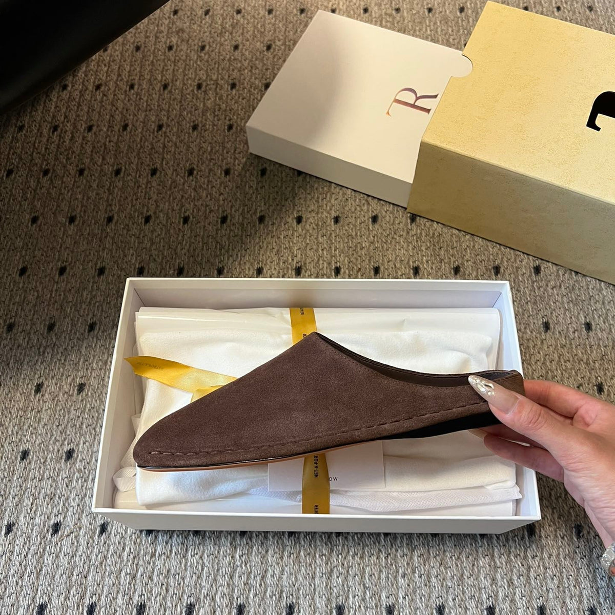THE ROW SUEDE MULES