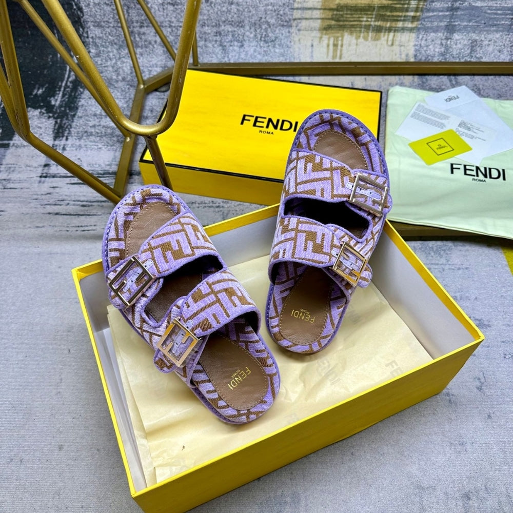 FD FEEL FF JACQUARD VELVET SLIDES AMETHYST PURPLE