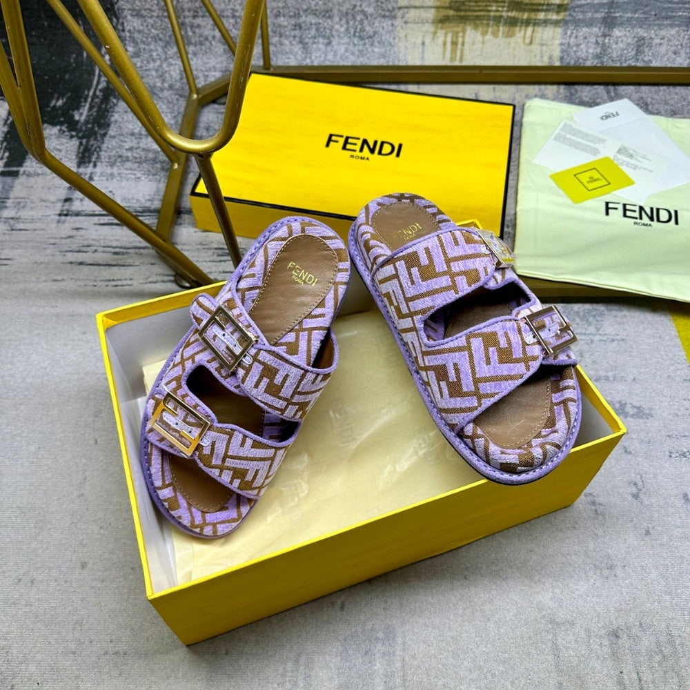 FD FEEL FF JACQUARD VELVET SLIDES AMETHYST PURPLE