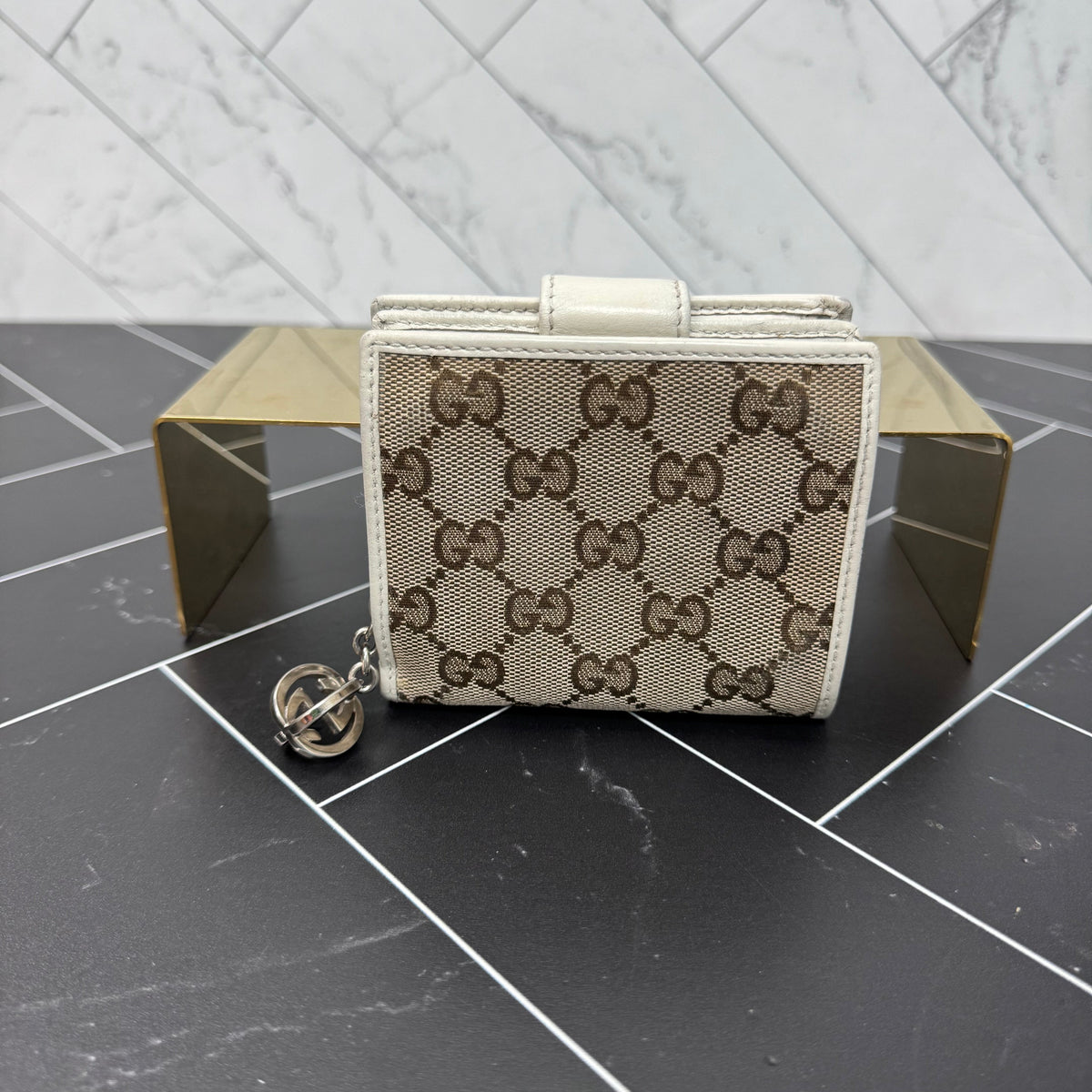 Gucci Tan GG Canvas Compact Wallet
