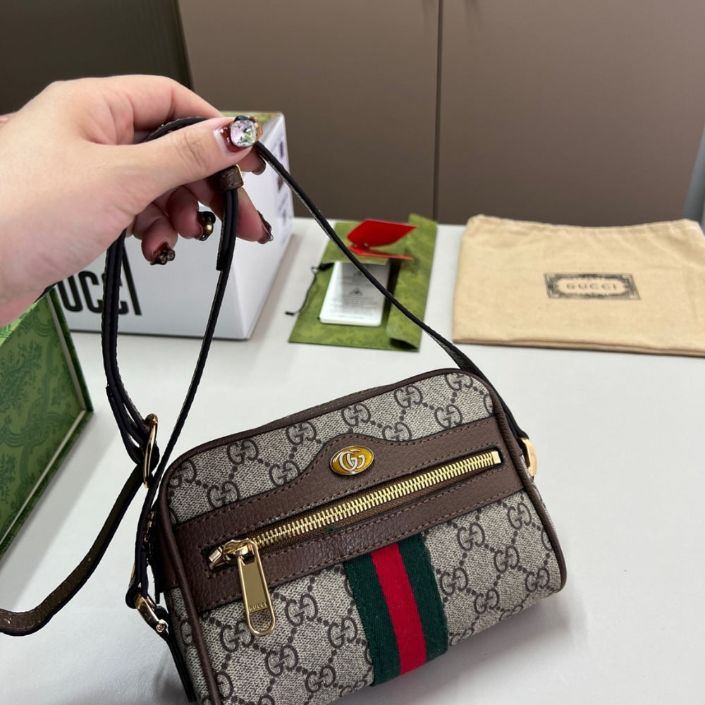 GG OPHIDIA MINI BAG BEIGE AND EBONY 17CM 517350 96IWS 8745