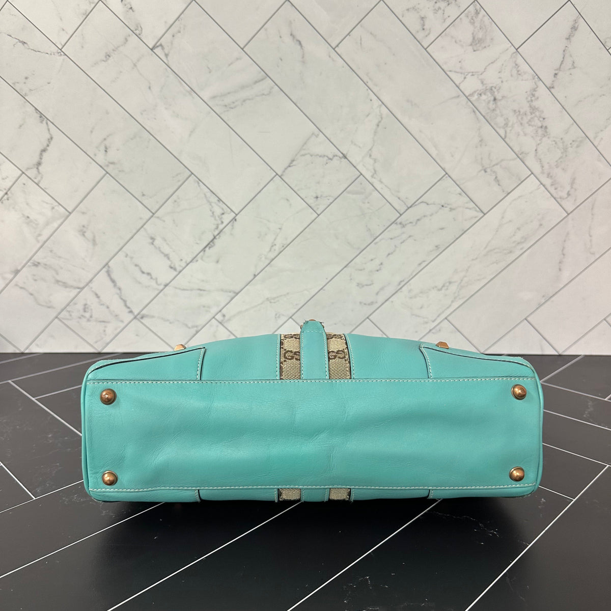 Gucci Teal Leather Jackie Shoulder Bag
