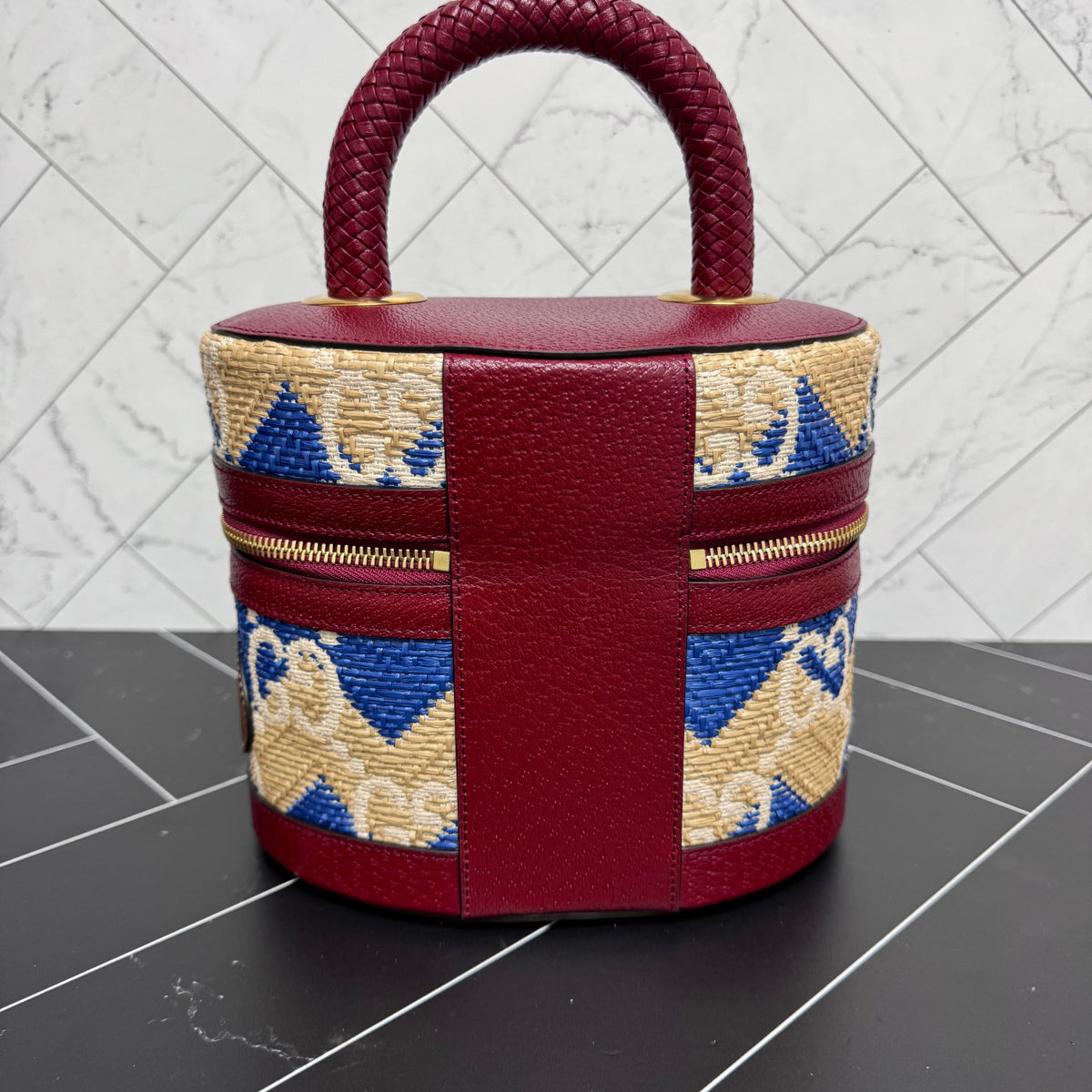 BRAND NEW- Gucci Jumbo GG Straw “The Hamptons” Top Handle Bag