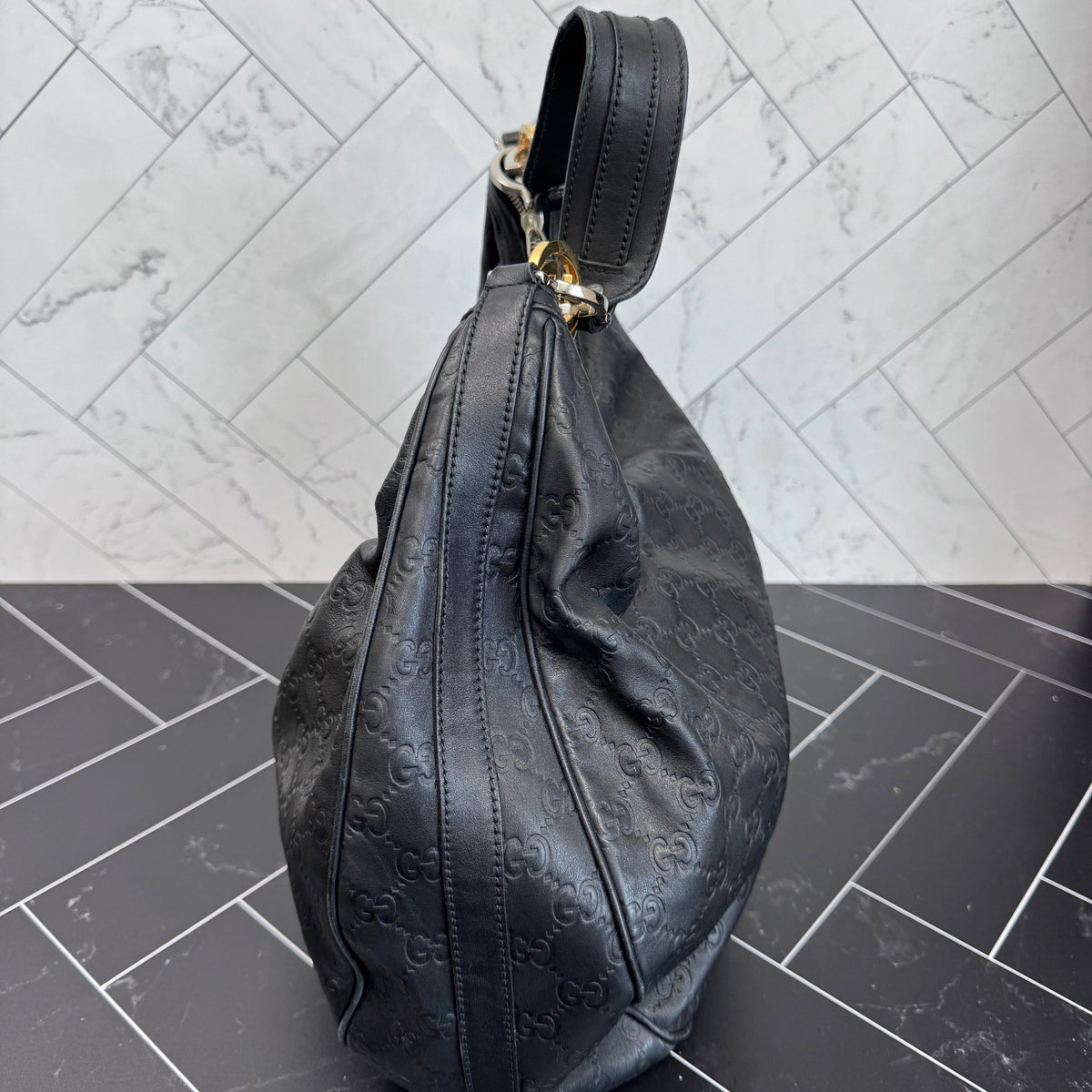 Gucci Black Twins Large Hobo Tote Bag