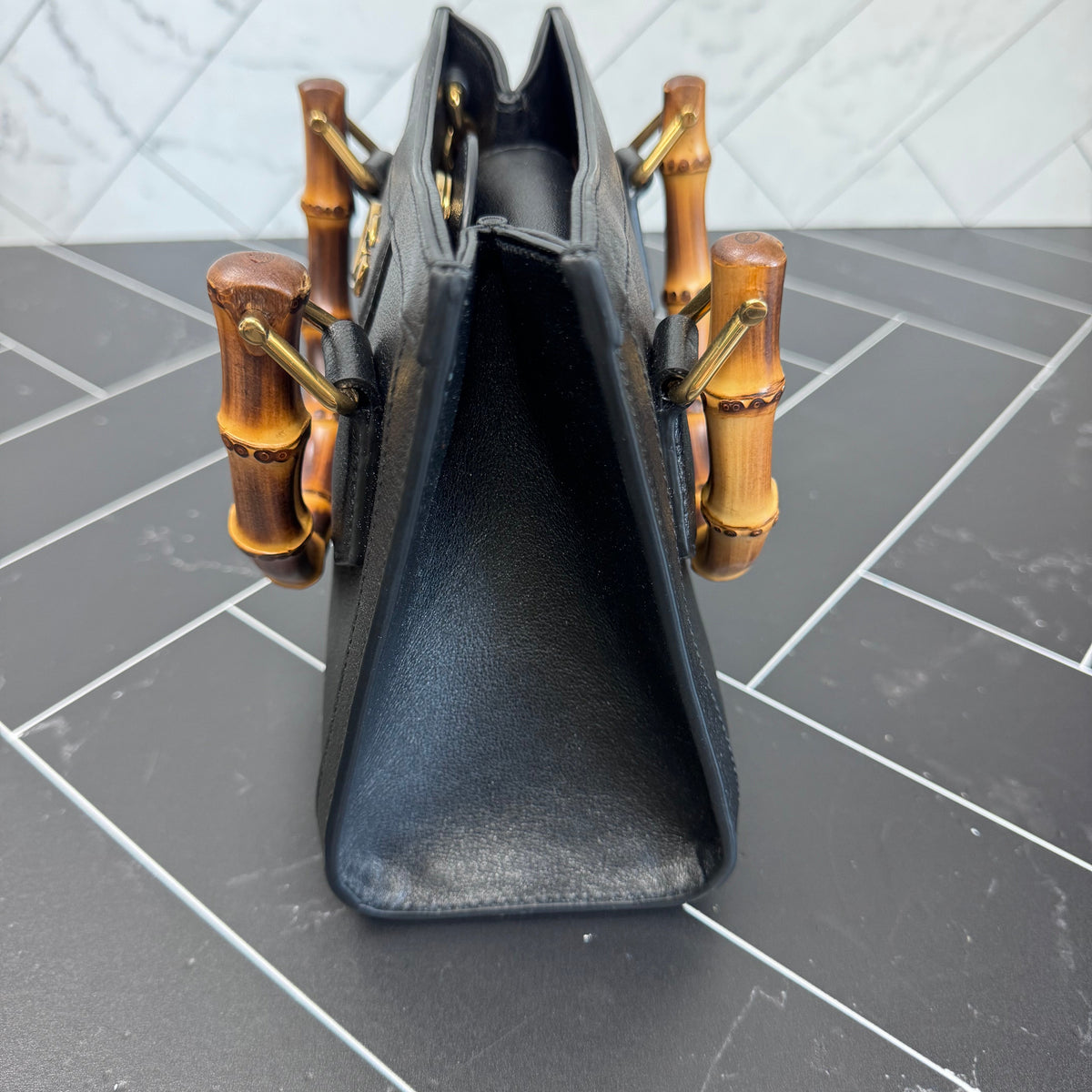Gucci Black Bamboo Mini Diana Handbag