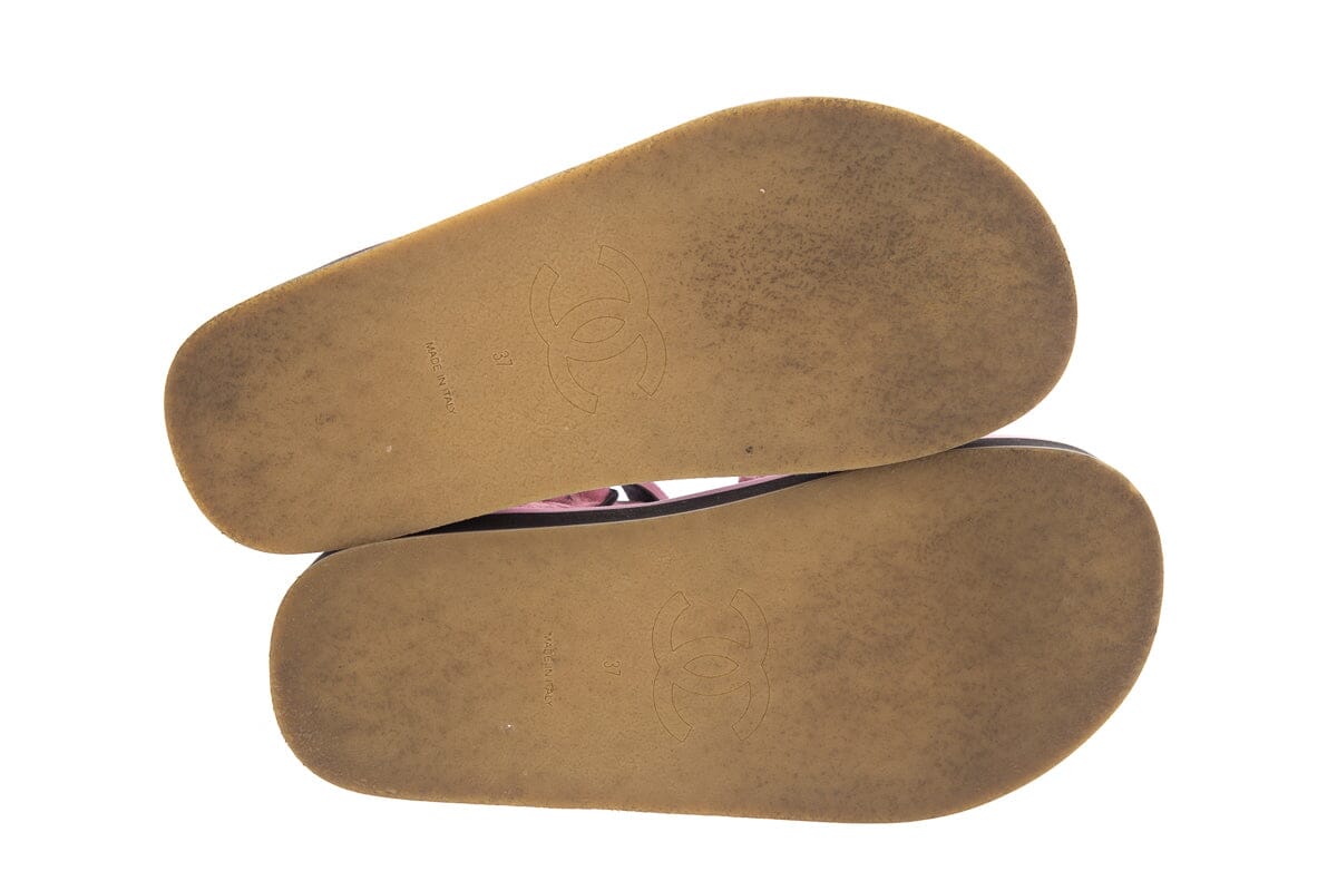 Chanel Pink Suede Calfskin Velcro Sandals SZ 37