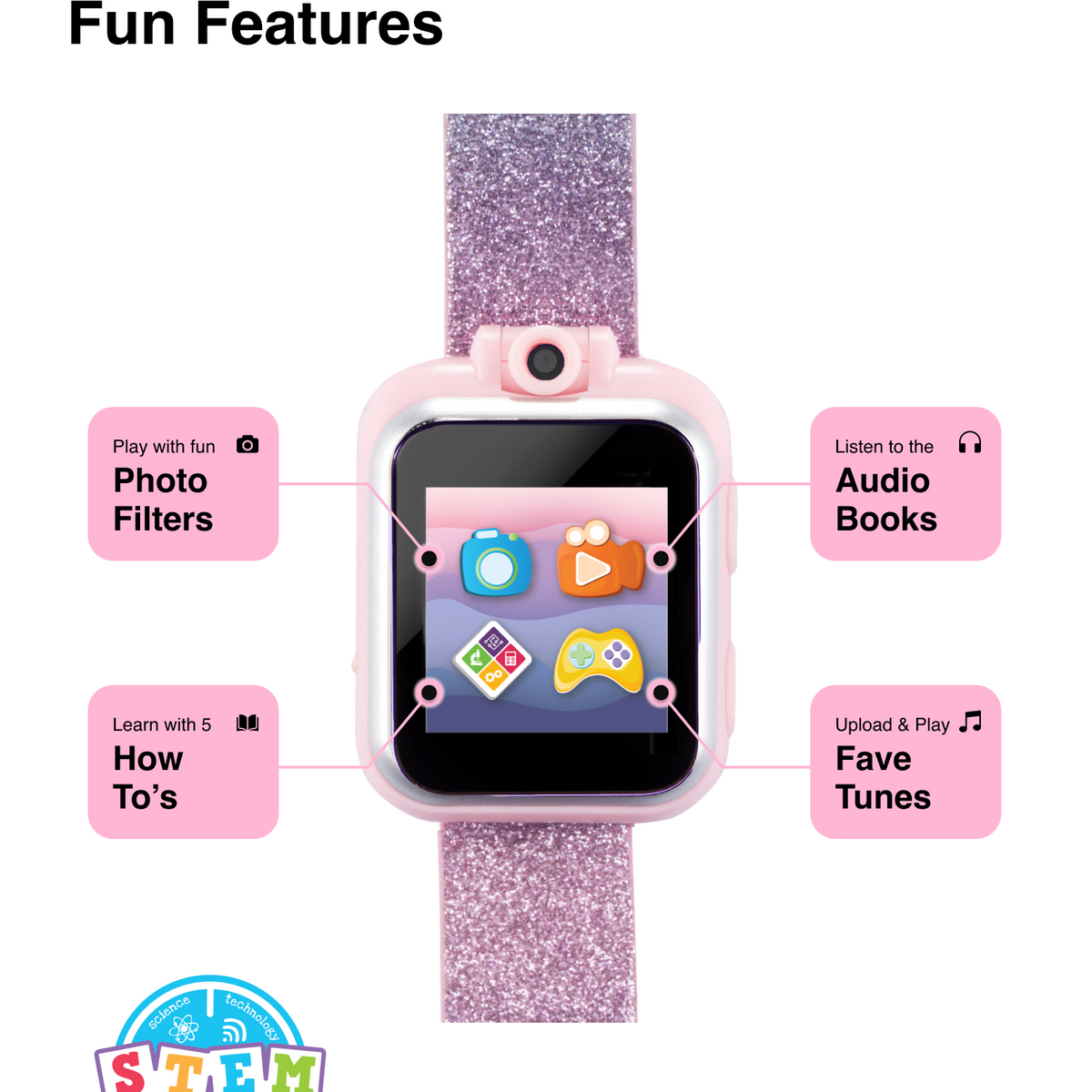 PlayZoom 2 Kids Smartwatch: Pastel Blue and Pink Glitter