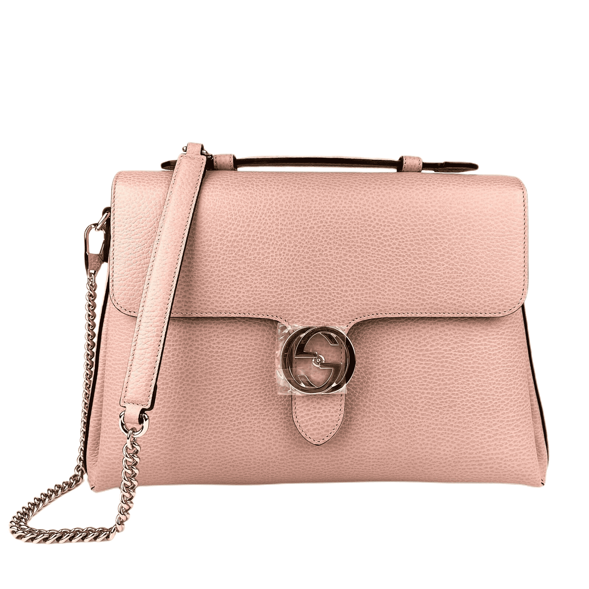 Gucci Women's Powder Pink Leather Large Interlocking G Crossbody Chain Bag 510306 5806