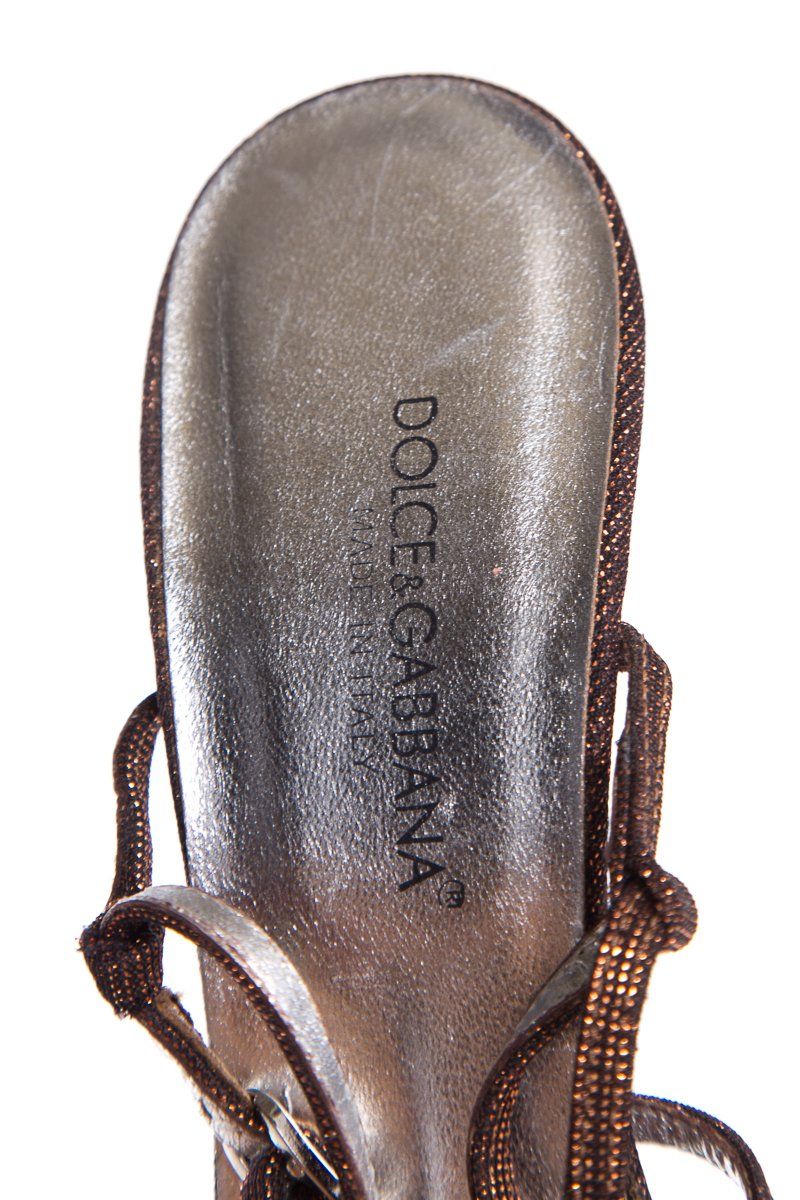 Dolce & Gabbana Bronze Metallic Slingback Sandals SZ 36