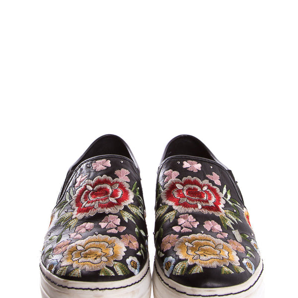 Alice + Olivia Black Embroidery Slip On Sneakers SZ 10
