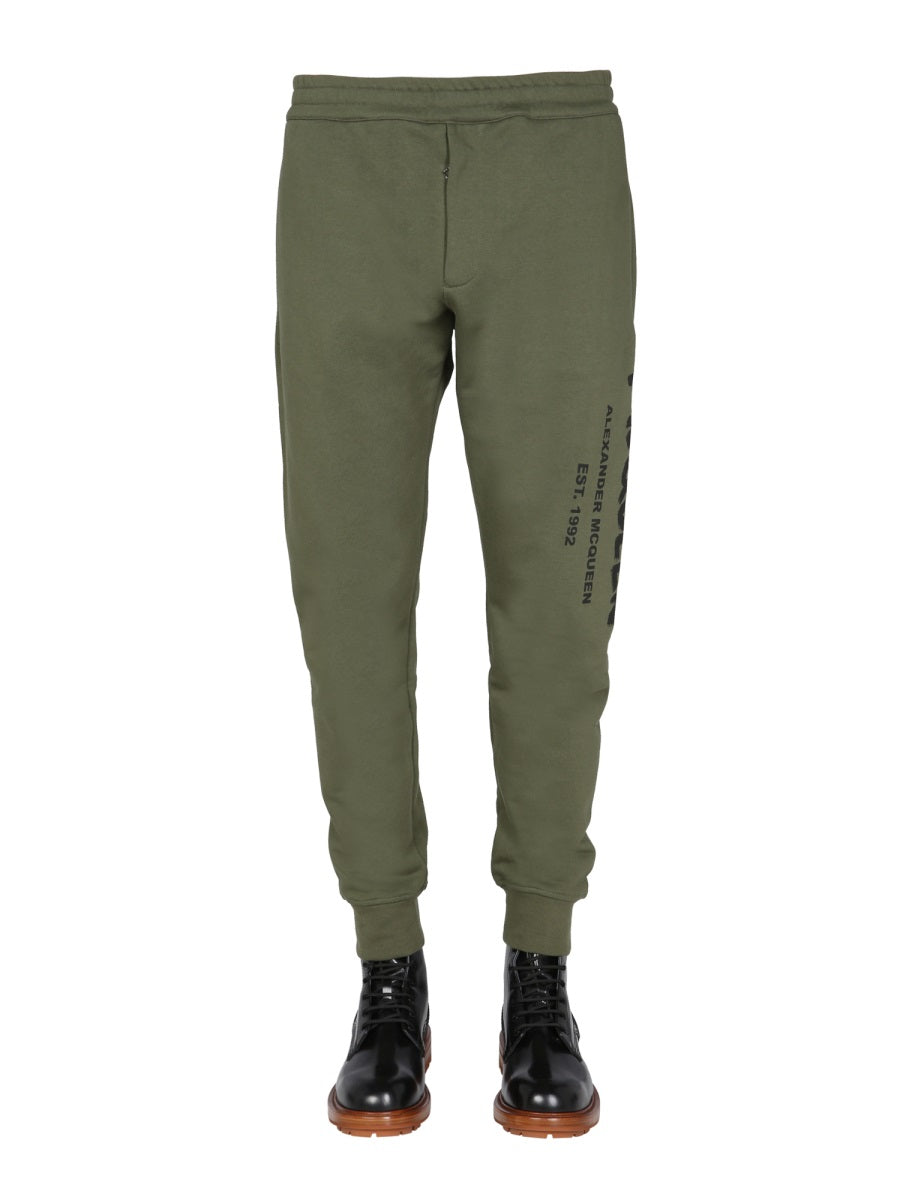 Alexander Mcqueen Men Jogging Pants With Graffiti Logo