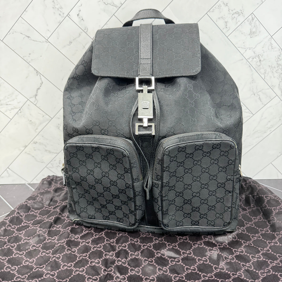 Gucci Black Canvas Backpack