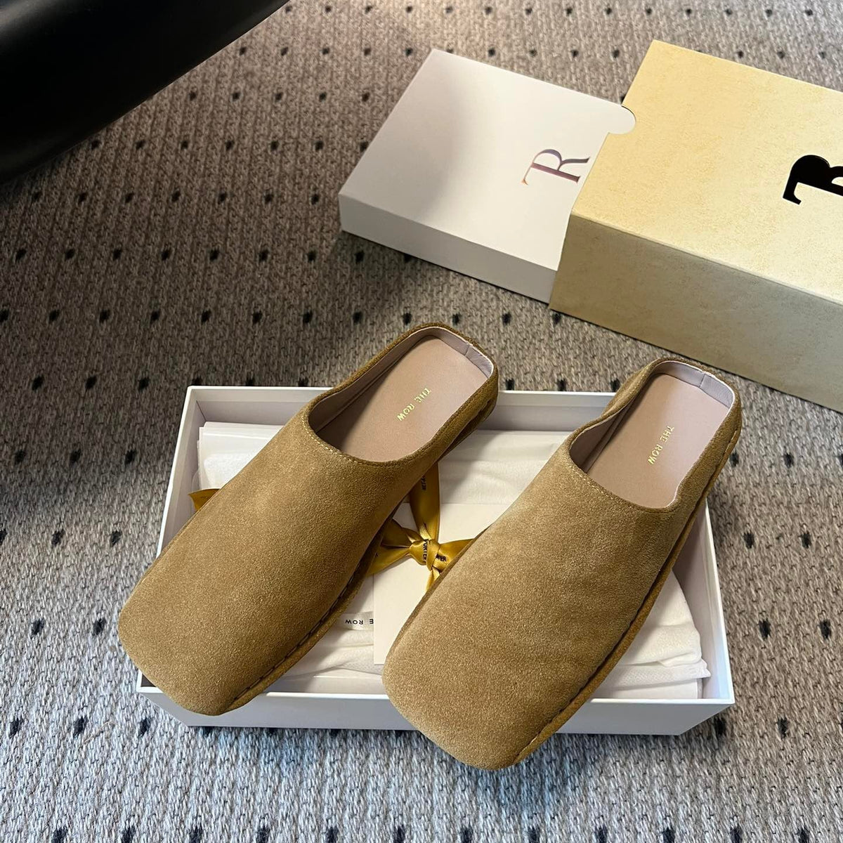 THE ROW SUEDE MULES