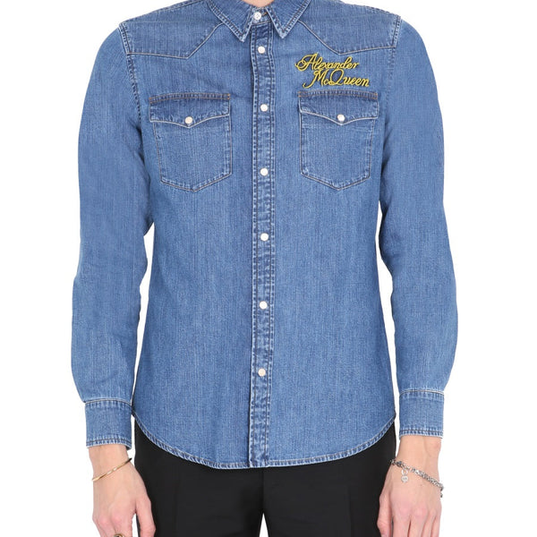 Alexander Mcqueen Men Shirt With Embroidered Logo