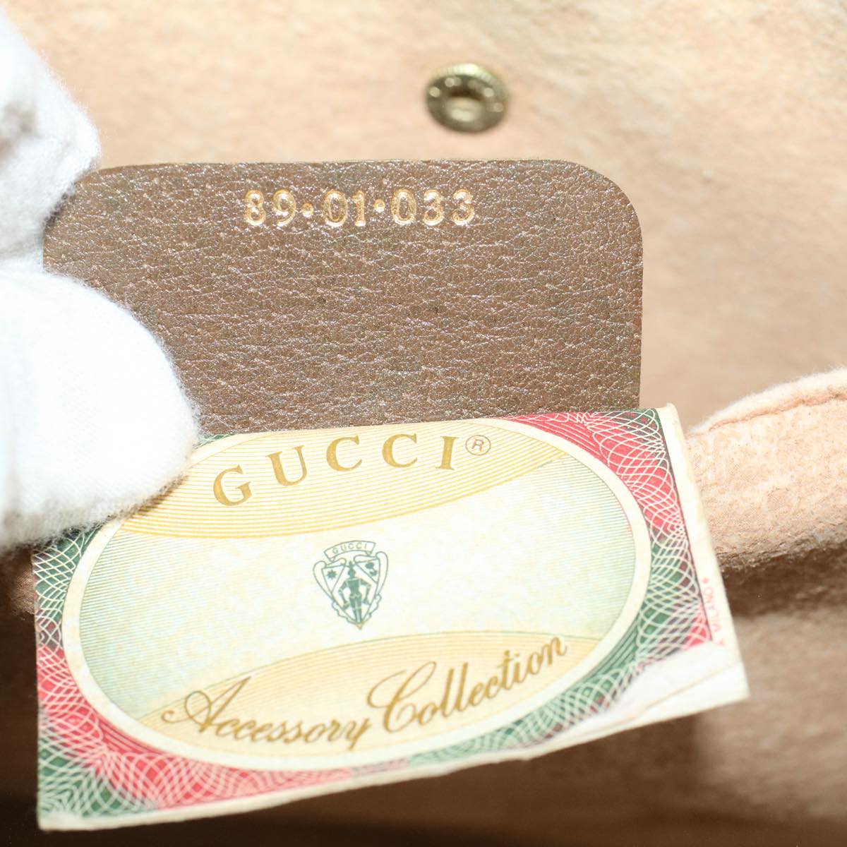 GUCCI Gg Canvas Web Sherry Line Clutch Bag Pvc Leather Beige Green Auth 59249