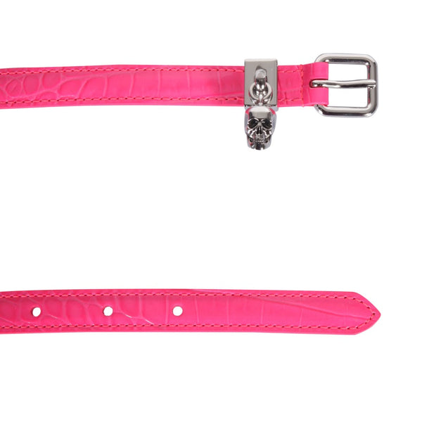 Alexander Mcqueen Women Double Belt With Skull And Pavè