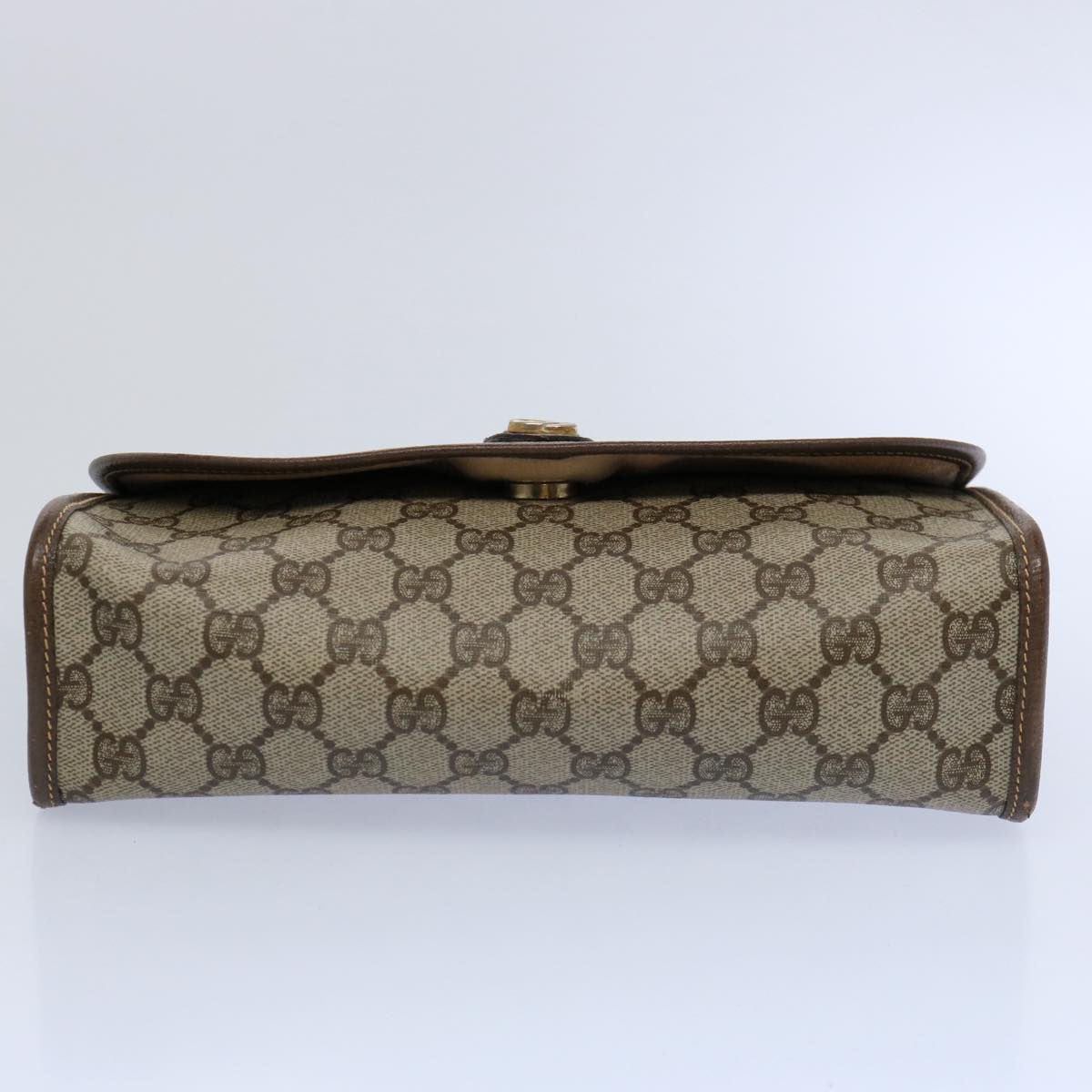 GUCCI GG Canvas Web Sherry Line Clutch Bag PVC Beige Green Red Auth 59919