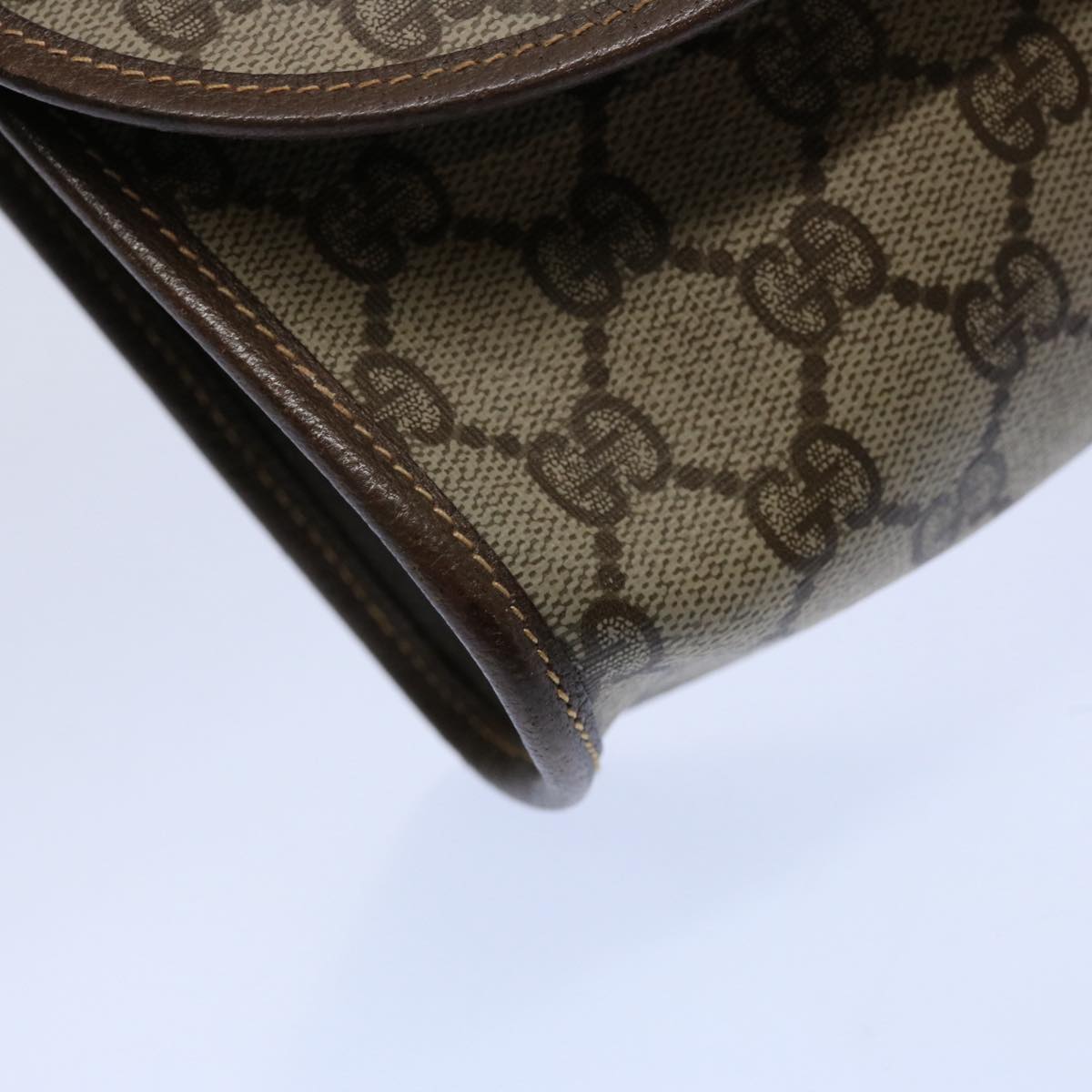 GUCCI GG Canvas Web Sherry Line Clutch Bag PVC Beige Green Red Auth 59919