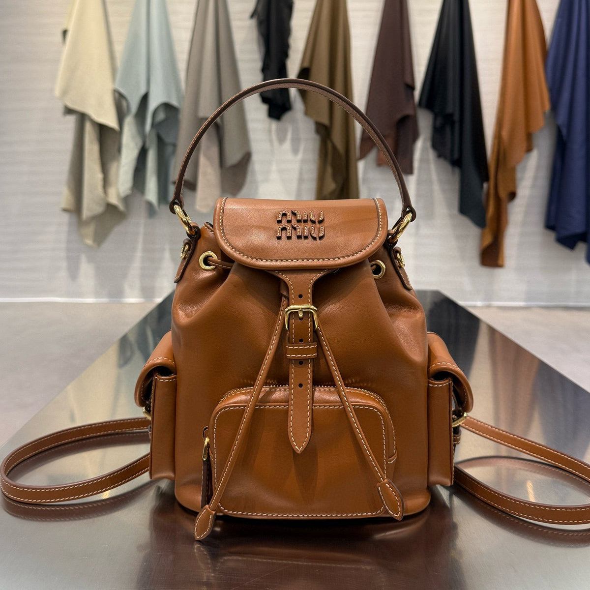 MIU M LEATHER BACKPACK