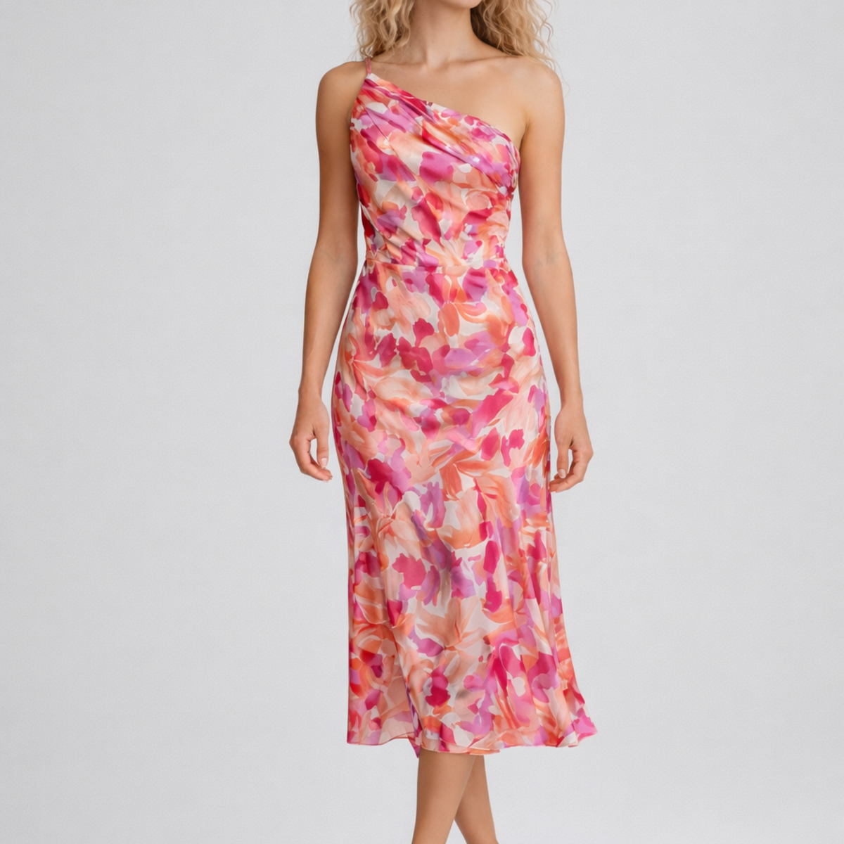 Livia | One-Shoulder Floral Midi Dress