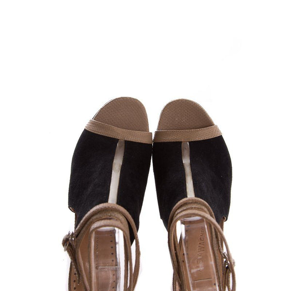 Alexa Wagner Tan & Black High Heel  Sandals SZ 37