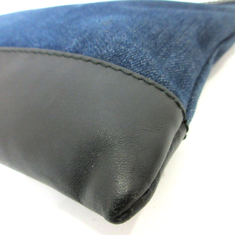 balenciaga Denim Canvas Leather Clutch Bag