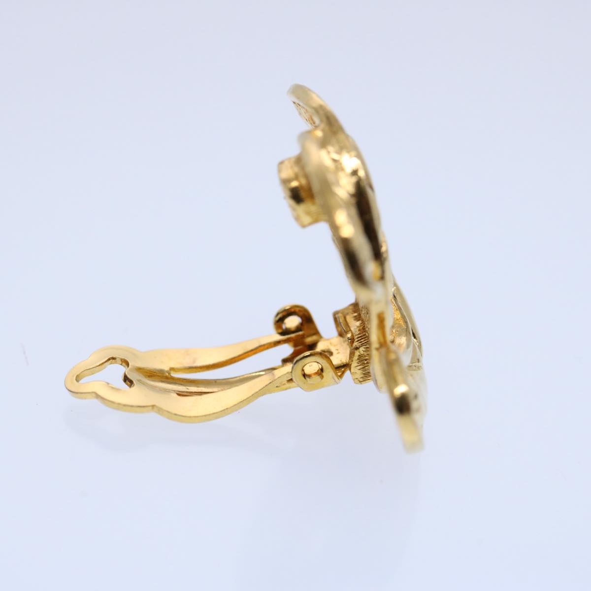 Chanel COCO Mark Earring Gold Tone CC Auth 60078A