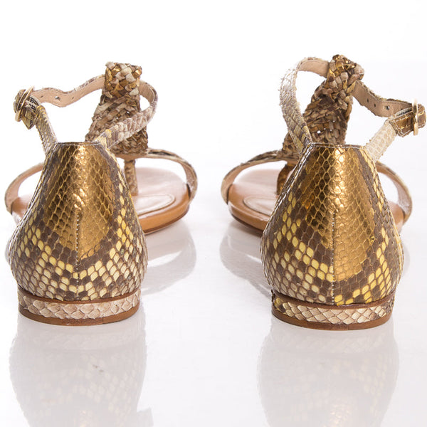 Alexandre Birman Brown Python Leather Sandals SZ 6