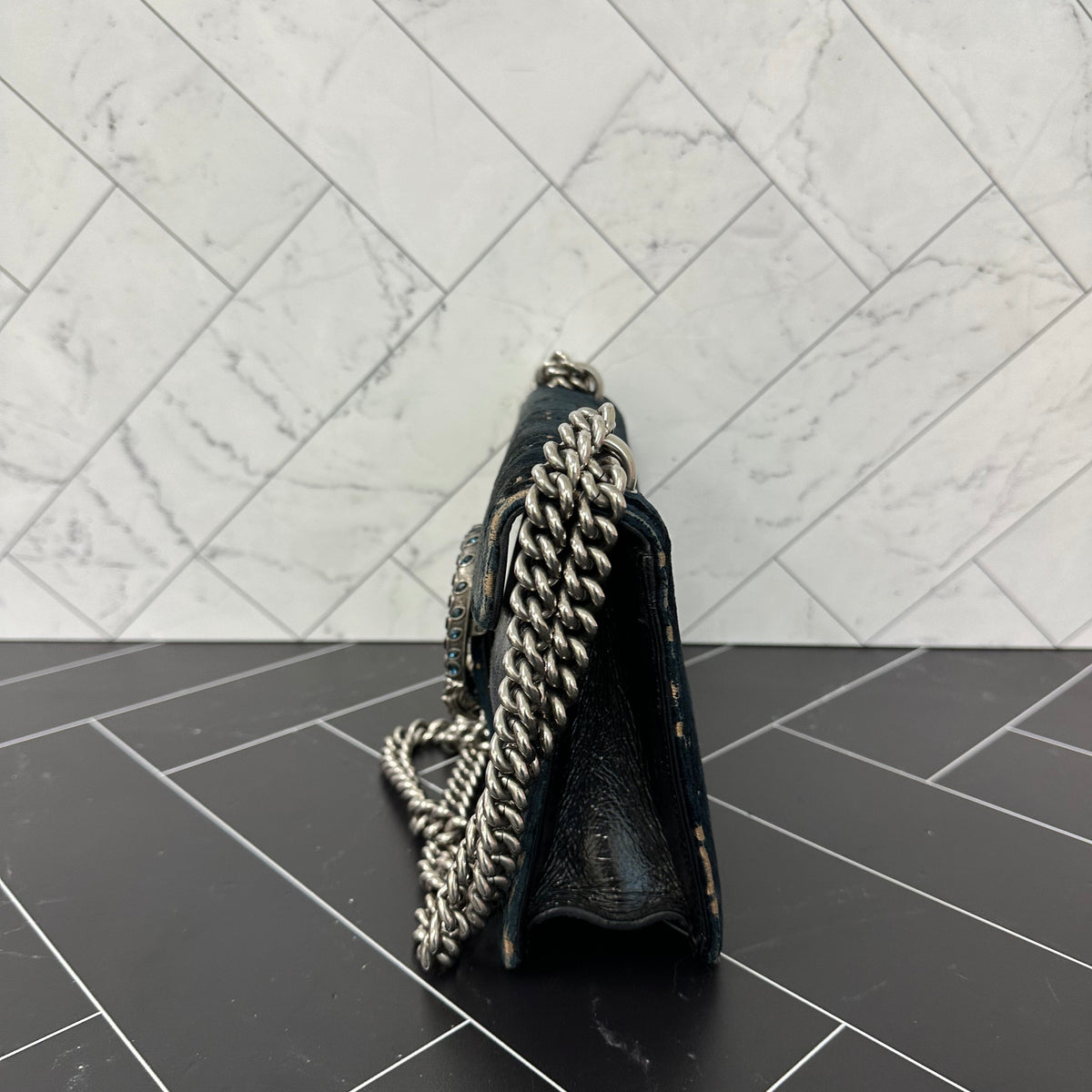 Gucci Blue Velour Small Dionysus Crossbody Bag