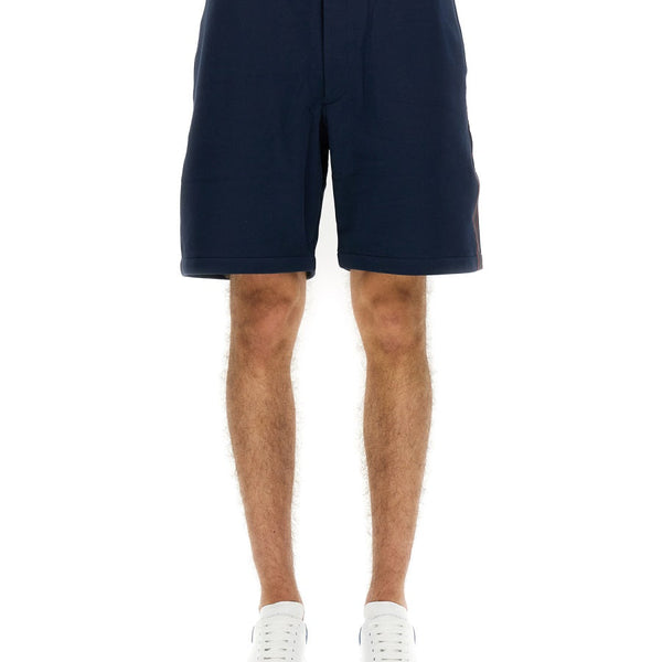 Alexander Mcqueen Men Bermuda Shorts With Selvedge Logo Band