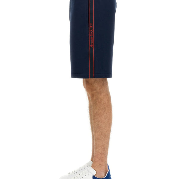 Alexander Mcqueen Men Bermuda Shorts With Selvedge Logo Band