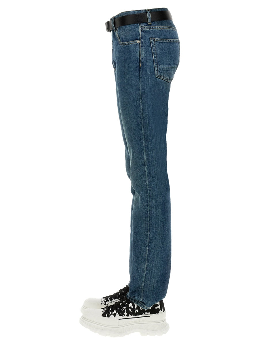 Alexander Mcqueen Men Jeans With Embroidered Logo