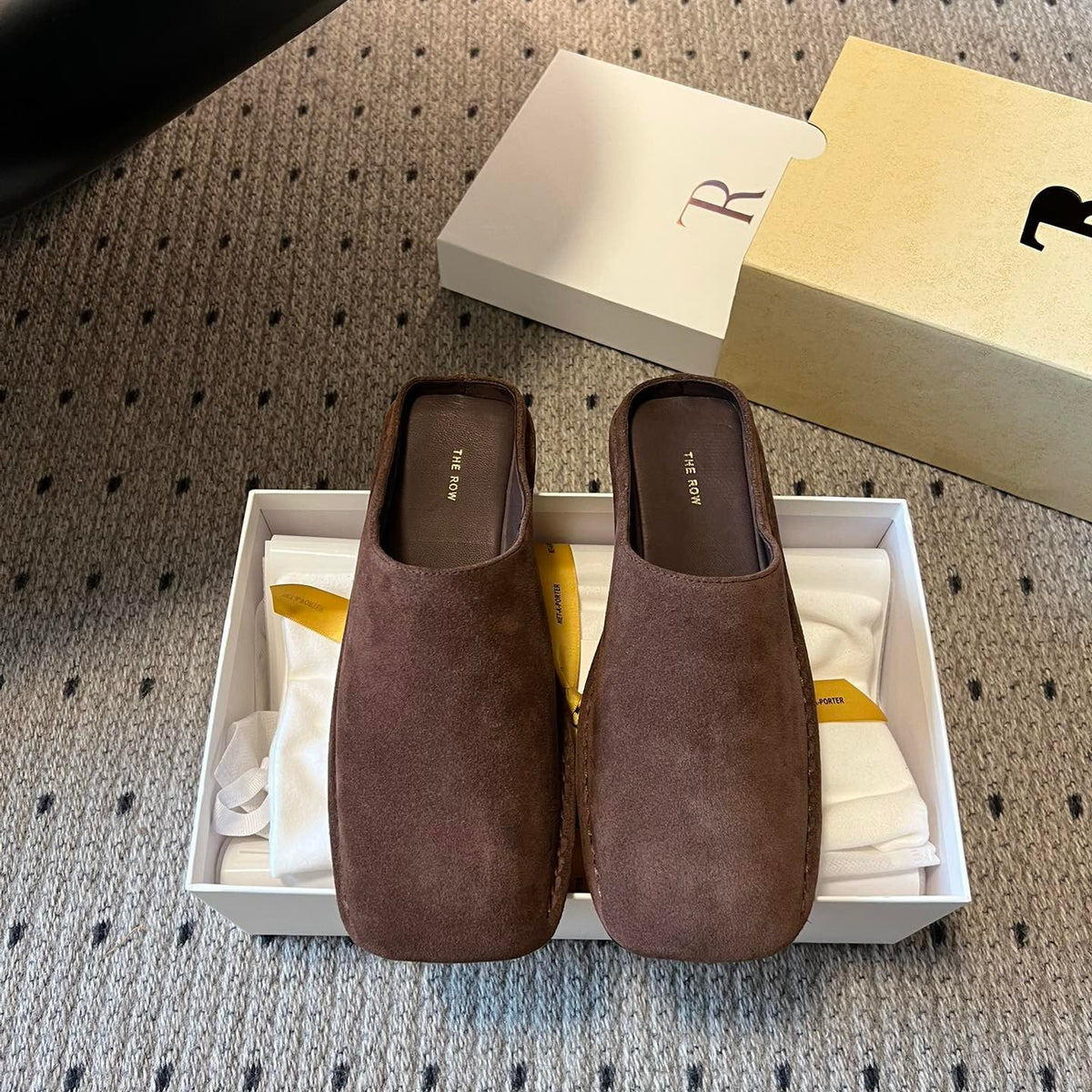 THE ROW SUEDE MULES