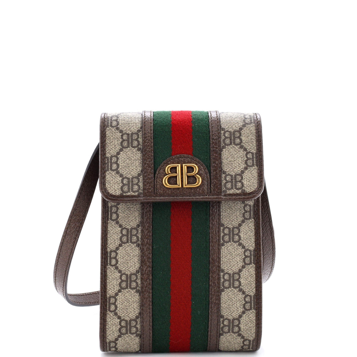 Balenciaga x Gucci The Hacker Project Web Phone Bag BB Coated Canvas