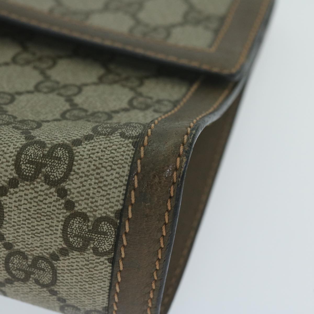 GUCCI GG Supreme Web Sherry Line Clutch Bag Beige Red Green 89 01 006 Auth 64125