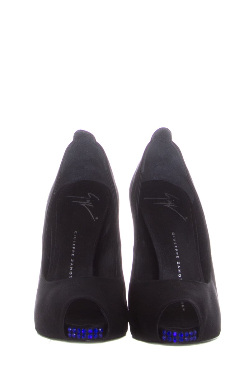 Giuseppe Zanotti Black Satin Jewel Heels SZ 36