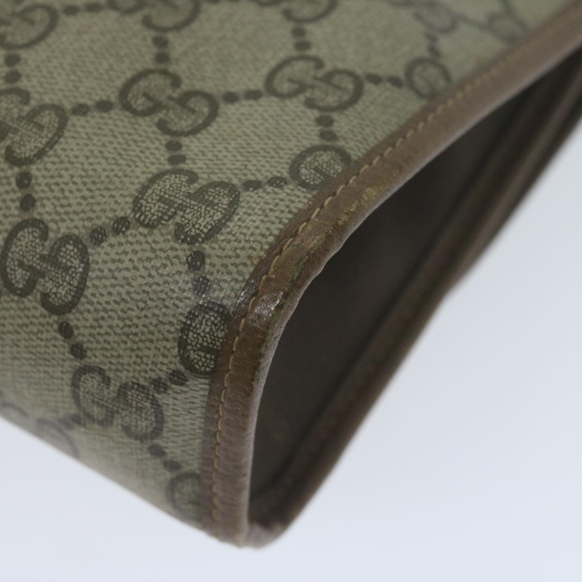 GUCCI GG Supreme Web Sherry Line Clutch Bag PVC Beige 89 01 030 Auth 65174